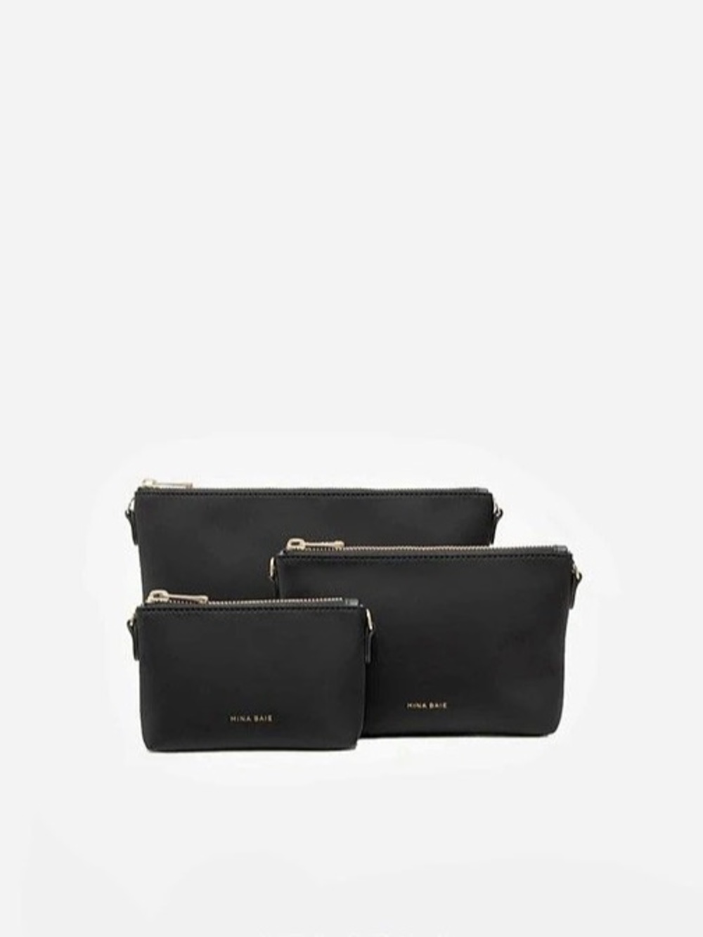 Mina Baie Mia Pouch Set Crossbody Set in Black Nylon